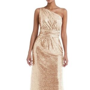 One shoulder Draped Formal Maxi Dress